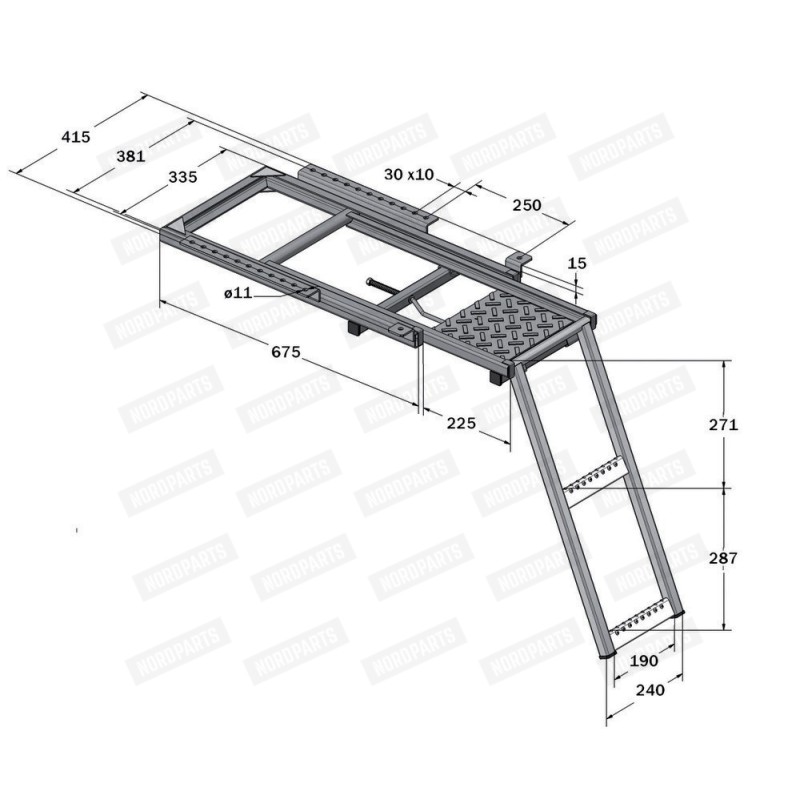 Two-section telescopic ladder with platform Two-section telescopic ladder with platform
