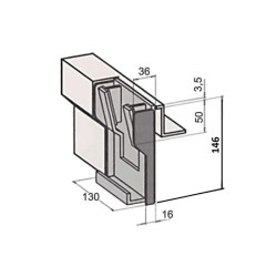 Holder K20 / recessed / long