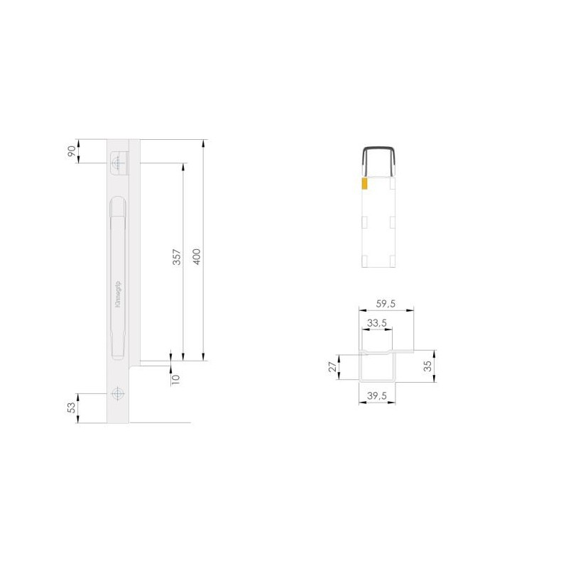 Front hinge Kinne K20 400 / left / bolt