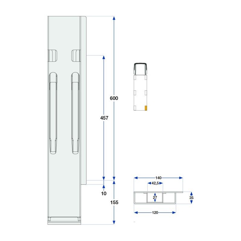 Rear pillar Kinne K20 600 / right / galva