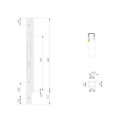 Front comb Kinne K20 600 / Left / bolt