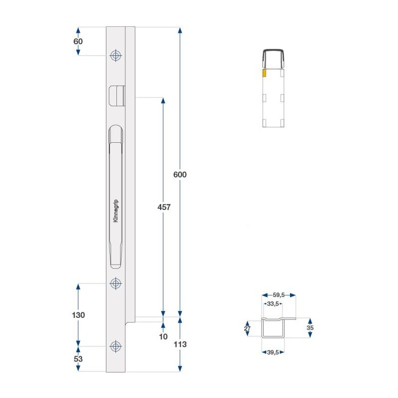 Front hinge Kinne K20 600 / left / galv