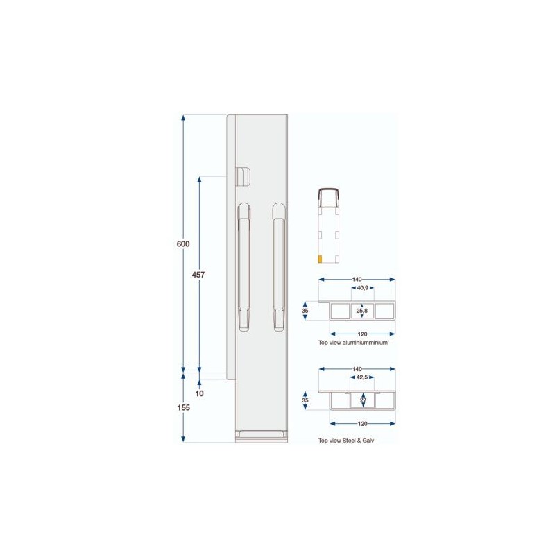 Rear pillar Kinne K20 600 / left / sing g