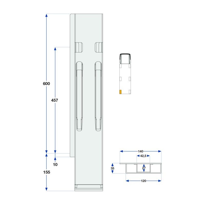 Rear pillar Kinne K20 600 / left / galva