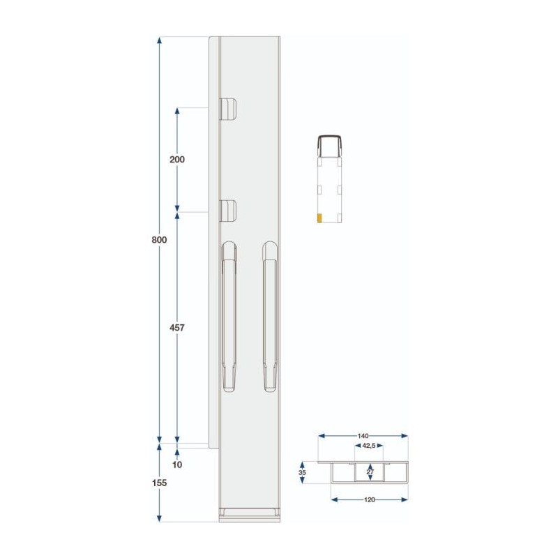 Rear pillar Kinne K20 800 / left / galva