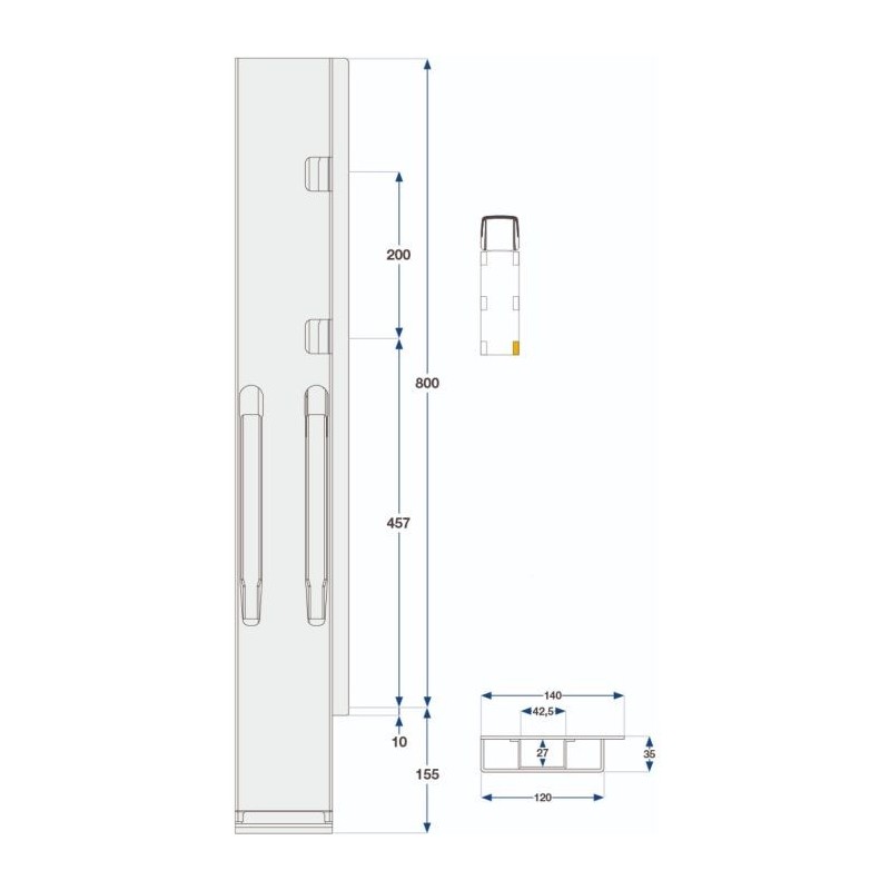 Rear pillar Kinne K20 800 / right / galva