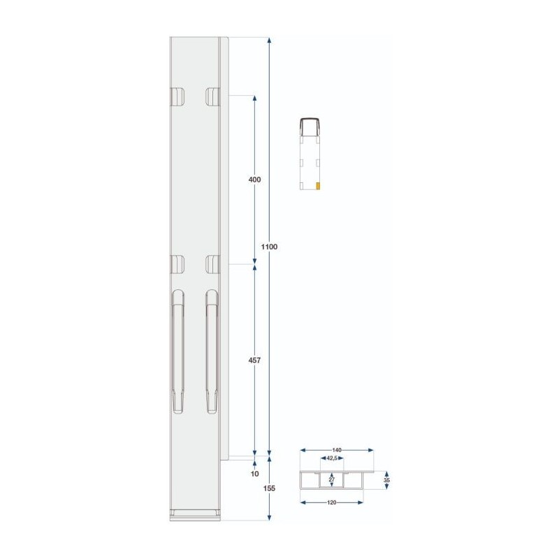 Rear pillar Kinne K20 1000 / right / galv