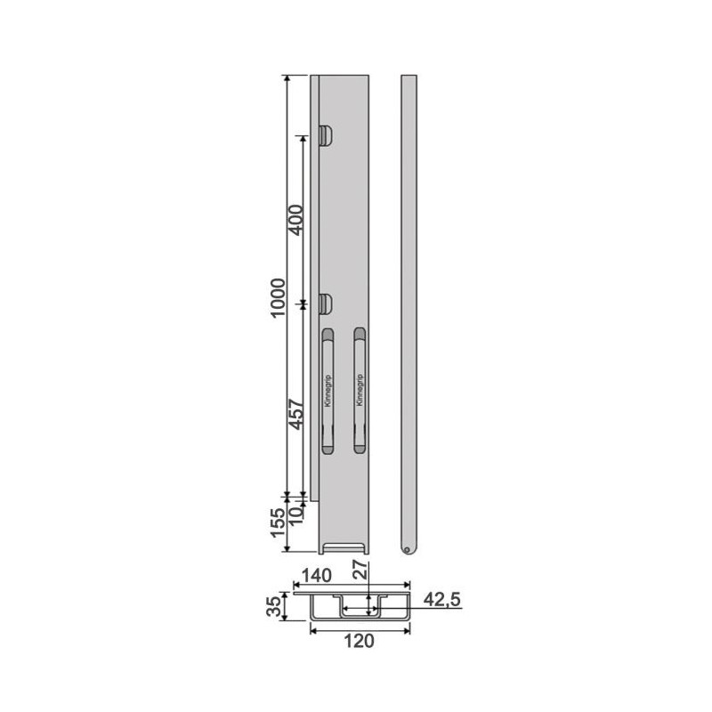 Rear pillar Kinne K20 1000 / left / galv