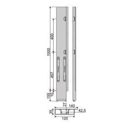 Rear pillar Kinne K20 1000 / right / galv