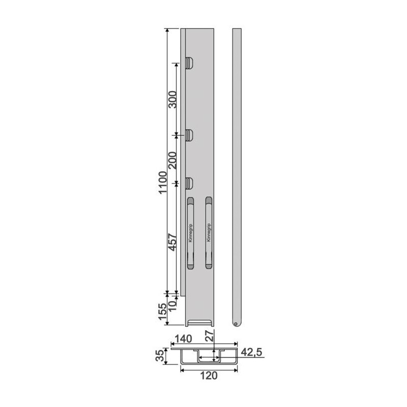 Rear pillar Kinne K20 1200 / left