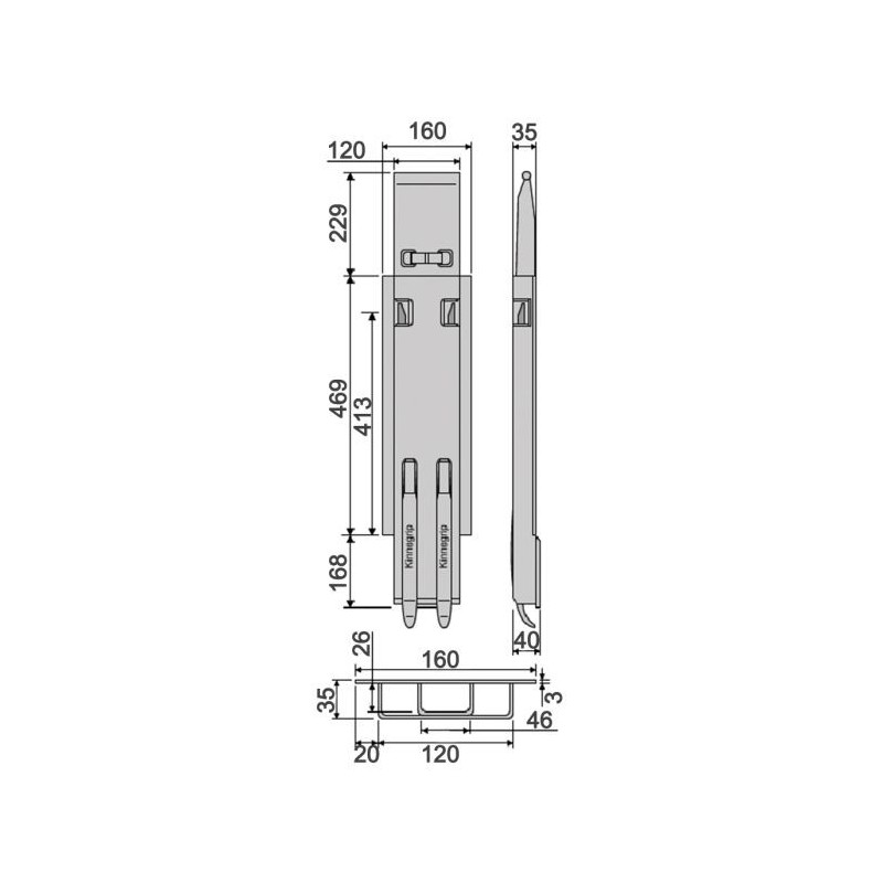 Side rail Kinnegrip K5-600 extension