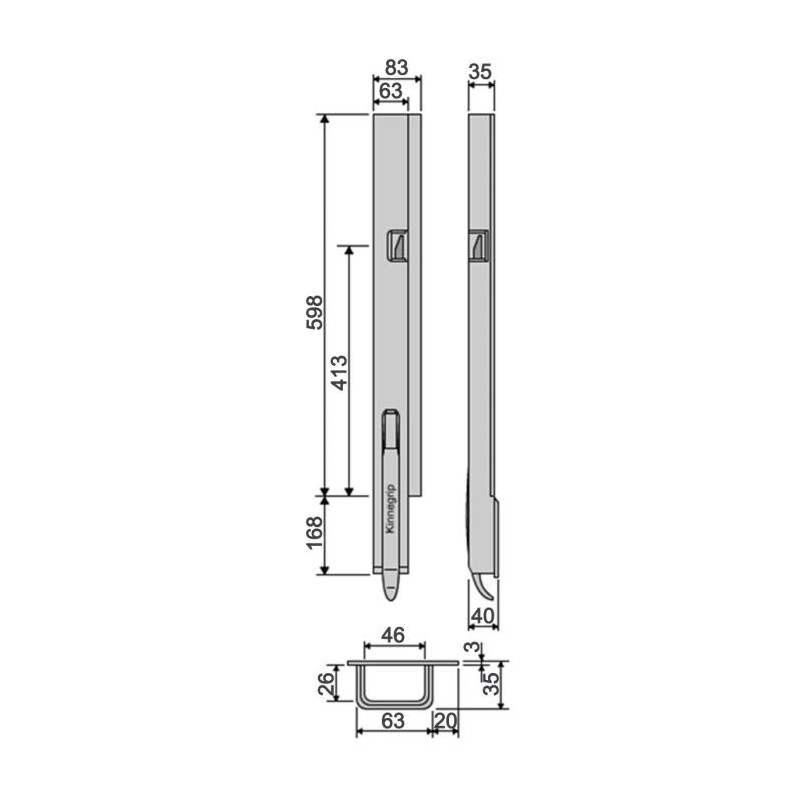 Rear pillar KG K5-600, narrow / right