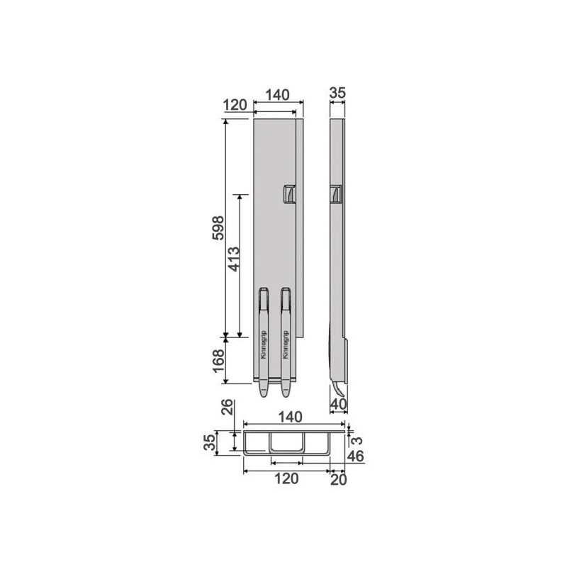 Rear pillar KG K5-600 / right / wide