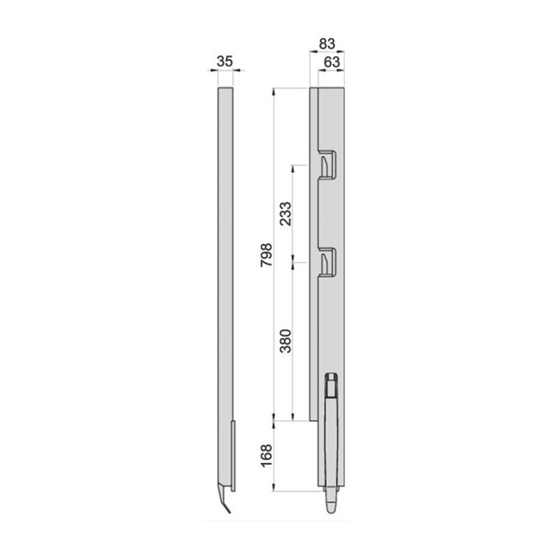Rear pillar Kinneg K5-800/2 / left / narrow