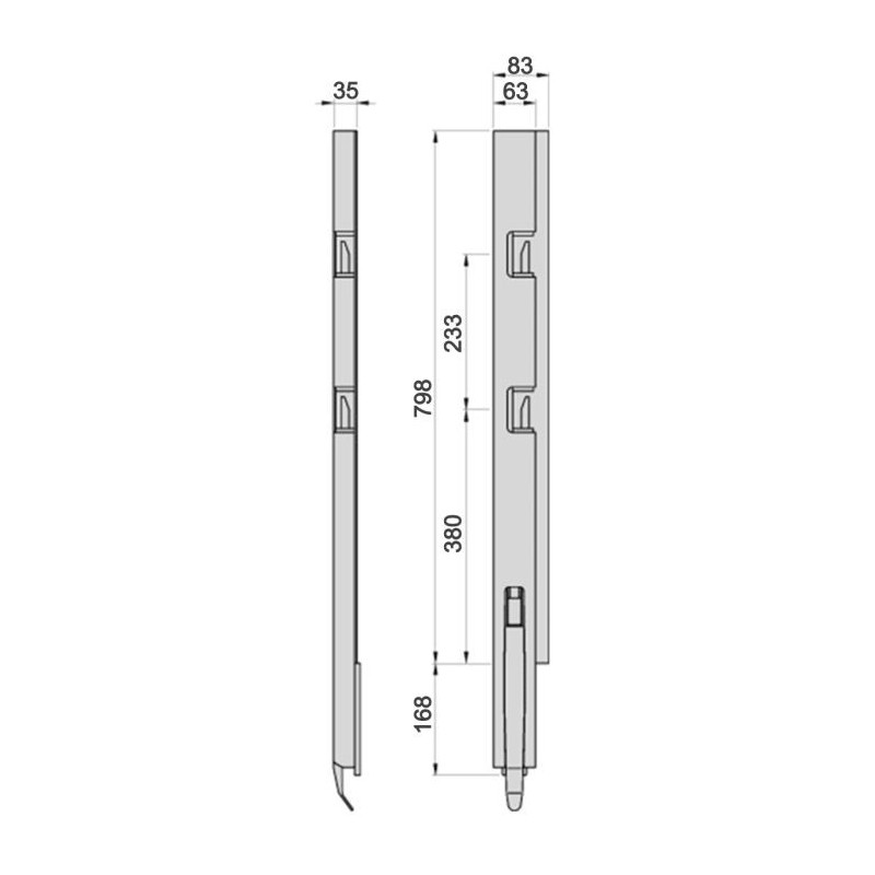 Rear pillar Kinneg K5-800/2 / right / narrow