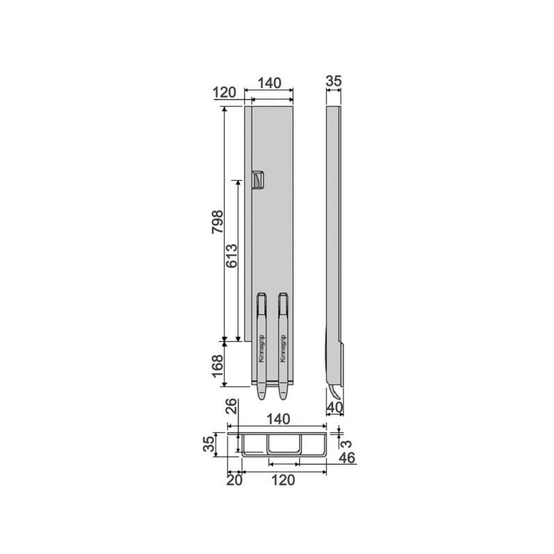 Takapilari KG K5-800 / vasen / leveä Takapilari KG K5-800 / vasen / leveä