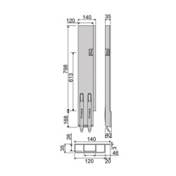 Rear pillar KG K5-800 / right / wide