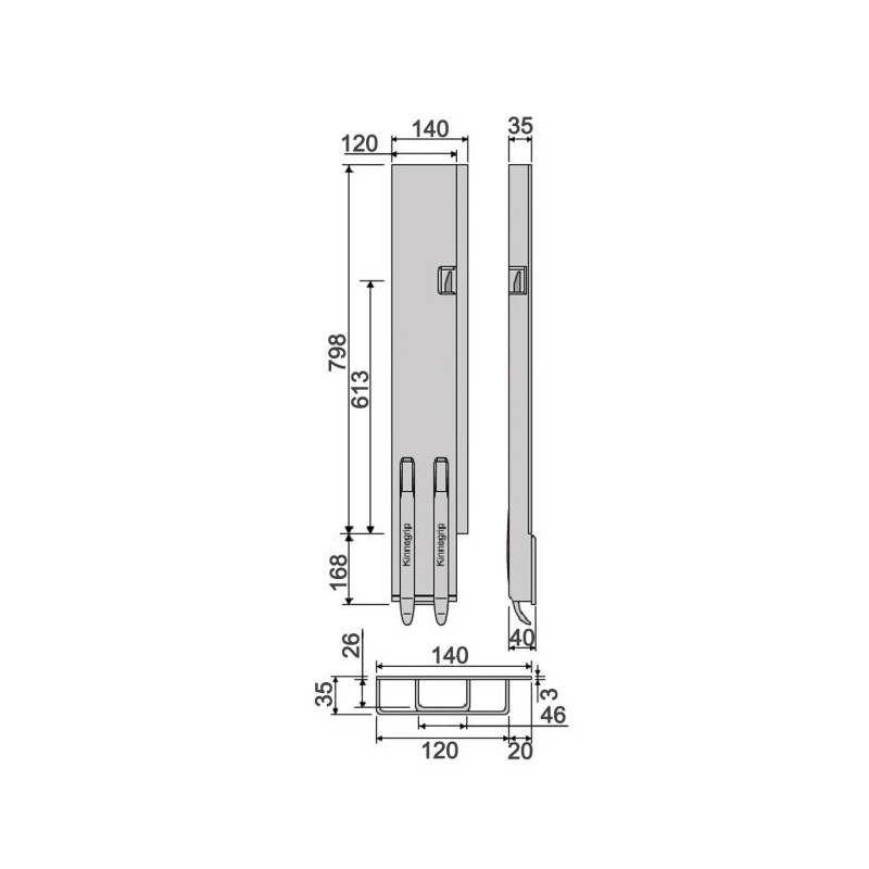 Rear pillar KG K5-800 / right / wide