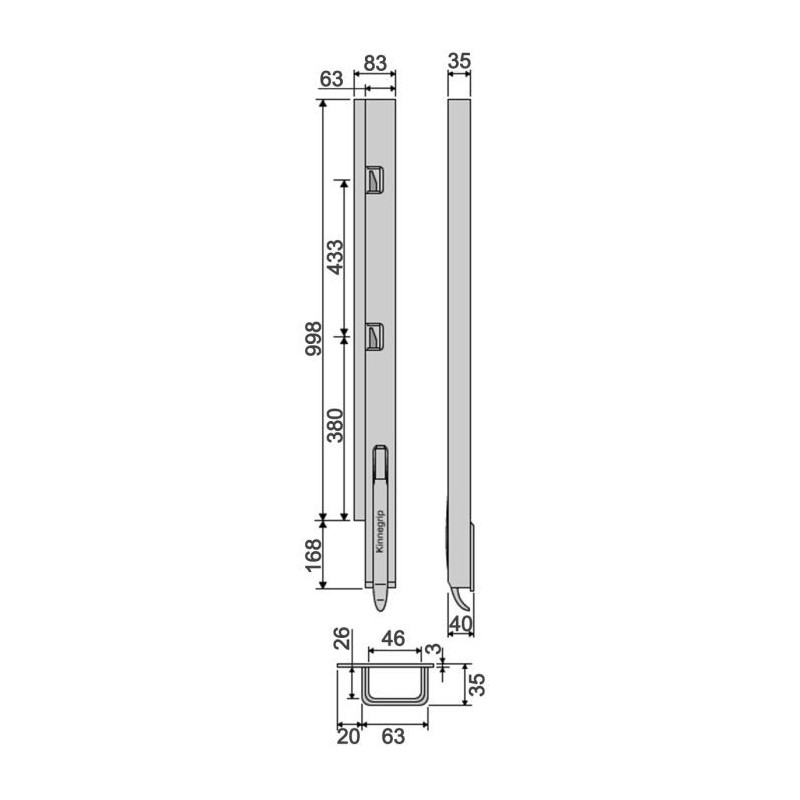 Rear pillar KG K5-1000 / left / narrow