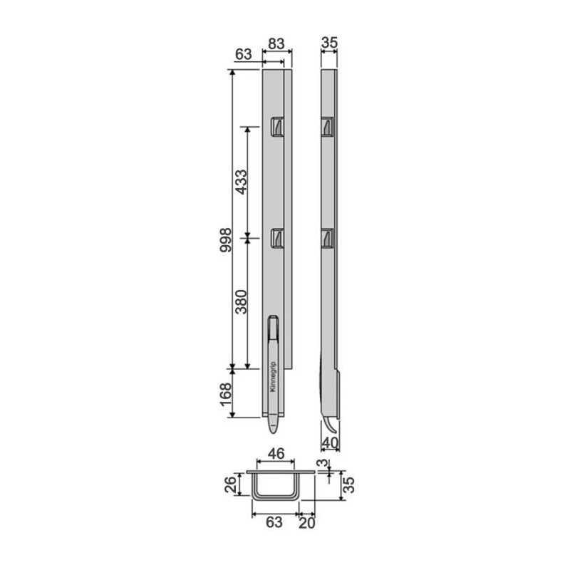 Rear pillar KG K5-1000 / right / narrow