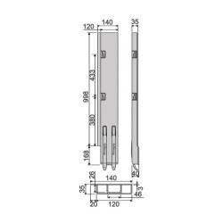 Rear pillar KG K5-1000 / left / wide