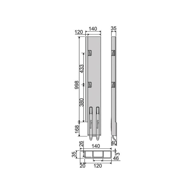 Rear pillar KG K5-1000 / left / wide