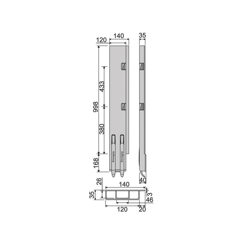 Rear pillar KG K5-1000 / right / wide