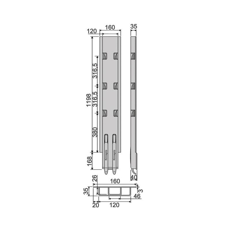 Lateral hinge Kinnegrip K5-1200
