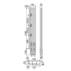 Rear pillar KG K5-1200 / left / wide