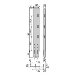 Rear pillar KG K5-1200 / right / wide