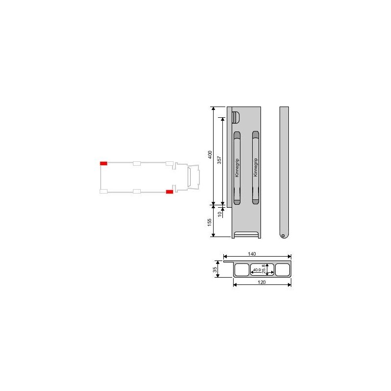 Rear pillar Kinne K20 alu 400 / left / TT