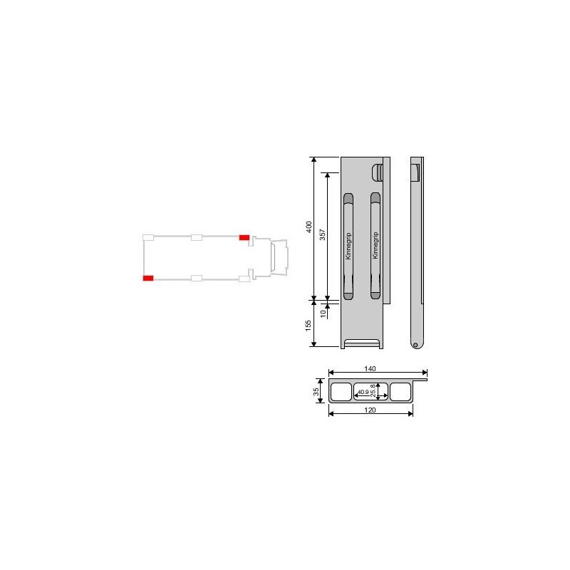 Rear pillar Kinne K20 alu 400 / right / TT