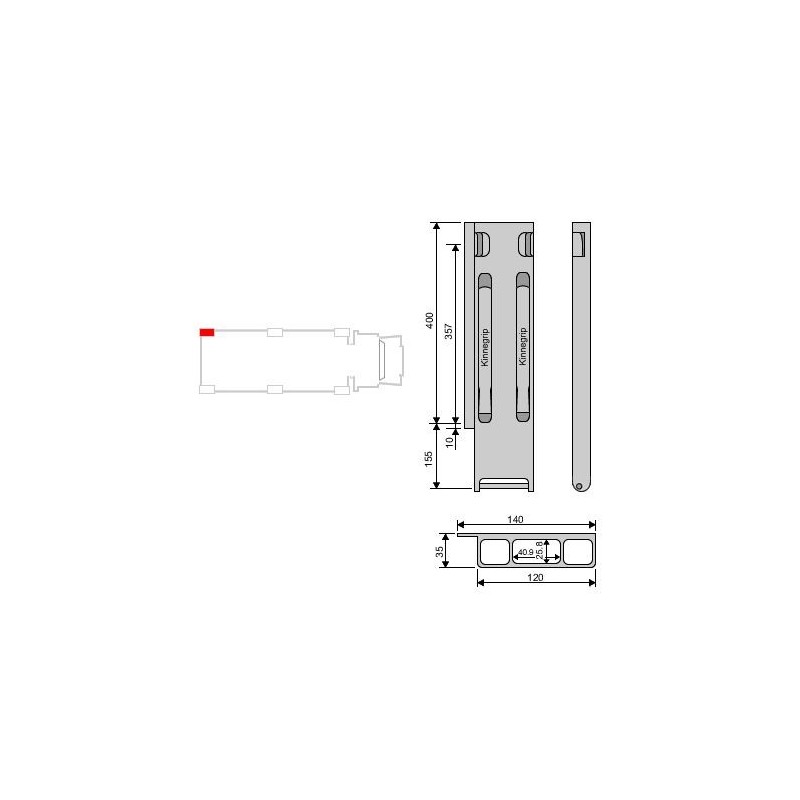 Rear pillar Kinne K20 alu 400 / left