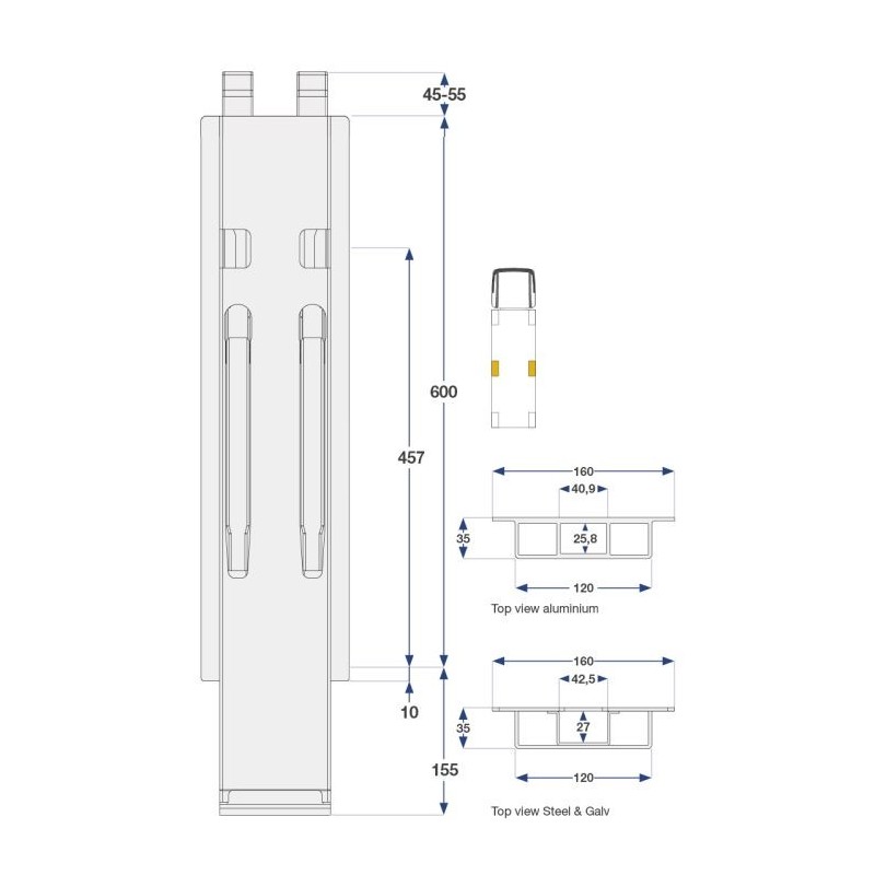 Боковая пластина Kinne K20 alu 600 KT