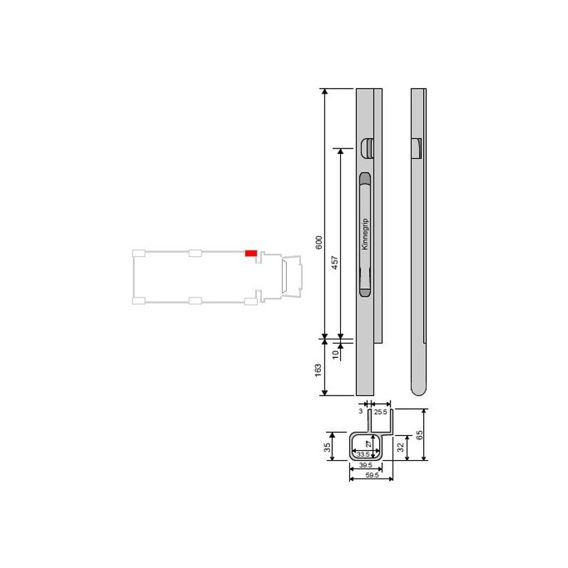 Chine K20 alu 600 / vasen puoli Chine K20 alu 600 / vasen puoli