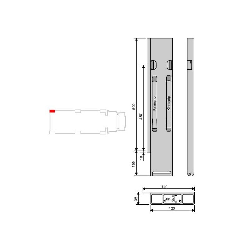 Rear pillar Kinne K20 alu 600/left
