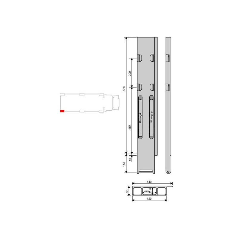 Rear pillar Kinne K20 alu 800/2 / better