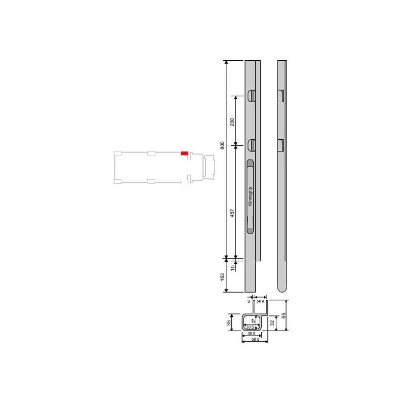 Front pillar Kinne K20alu 800/2 / left