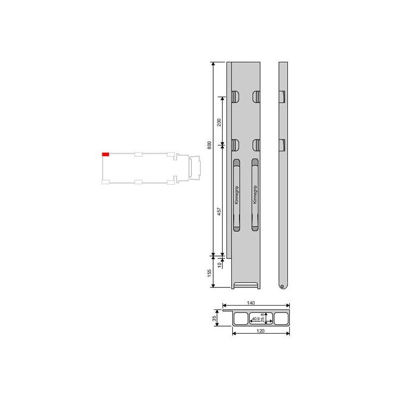 Rear pillar Kinne K20 alu 800/2/left