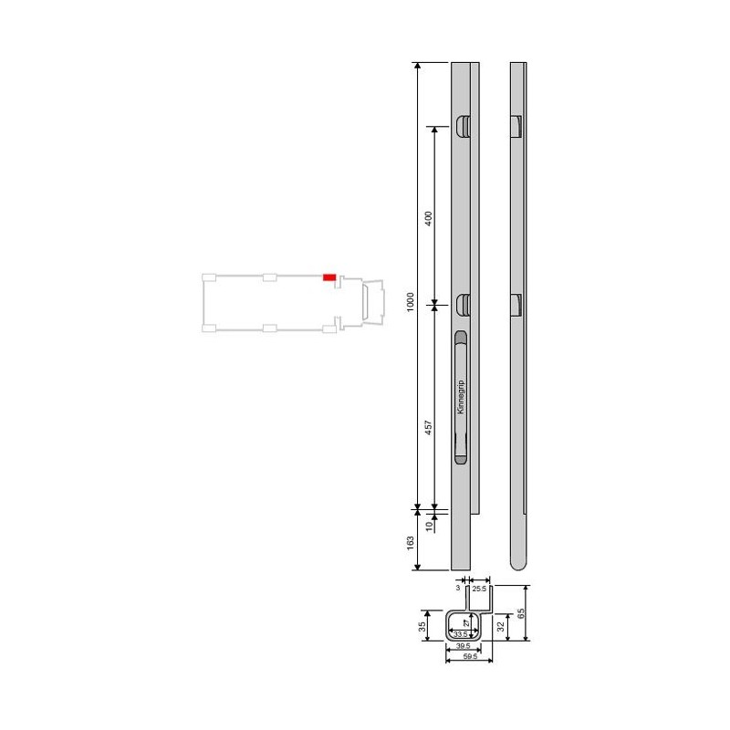 Front pillar Kinne K20 alu 1000/left
