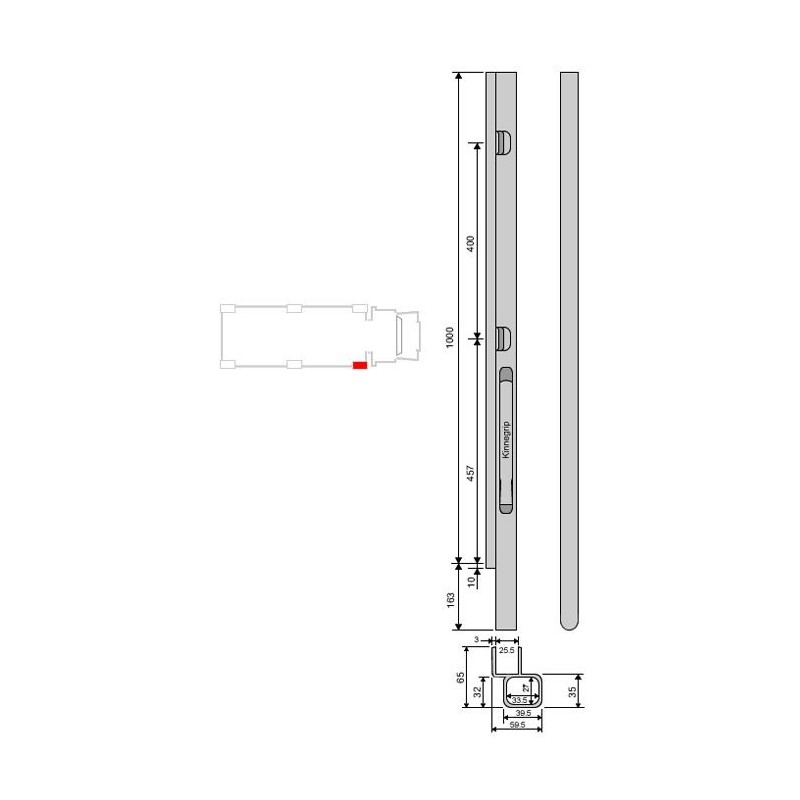 Front hinge Kinne K20 alu 1000 / better