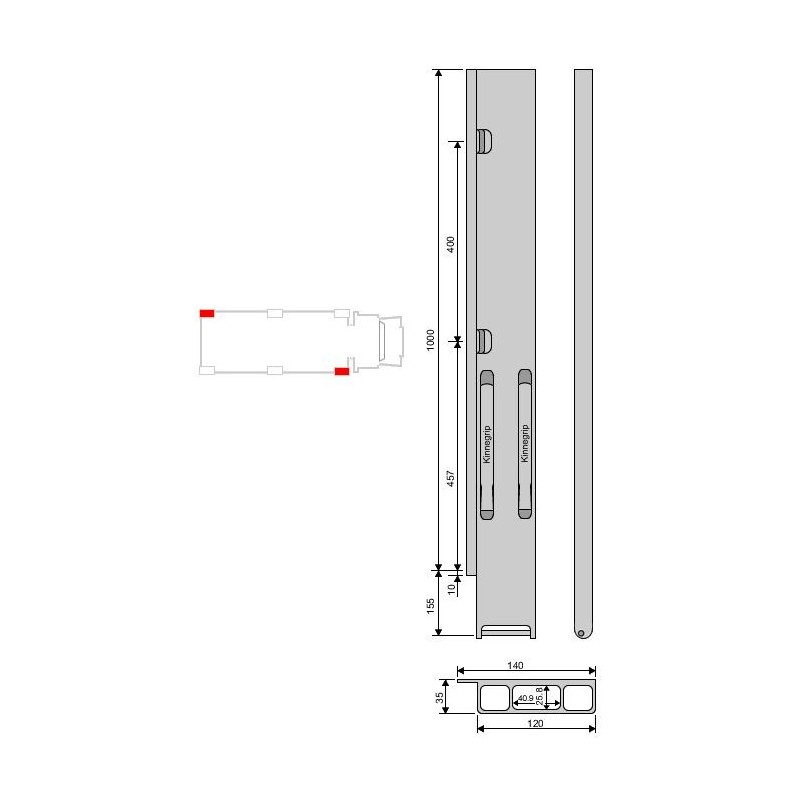 Rear pillar Kinne K20 alu 1000 / left