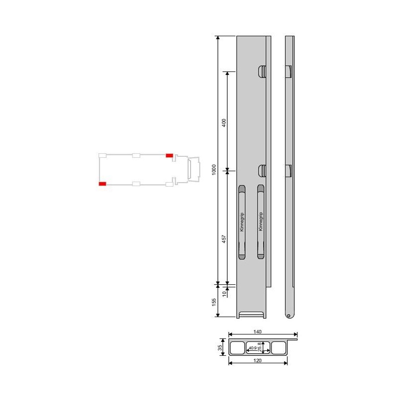 Rear pillar Kinne K20 alu 1000 / better