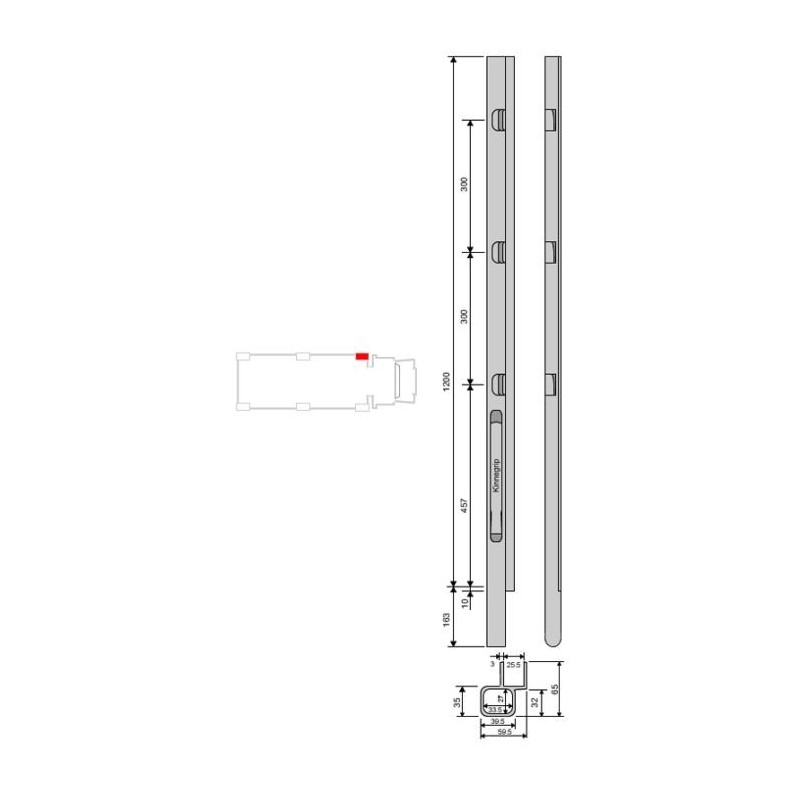 Front pillar Kinne K20 alu 1200/left