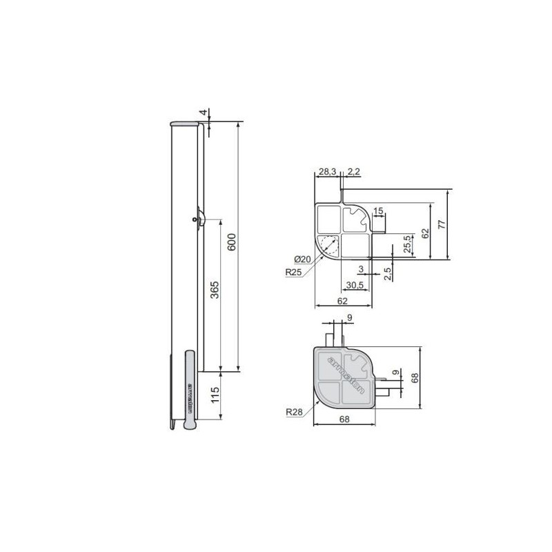 Armaton 4000XF rear / right / left / 600mm