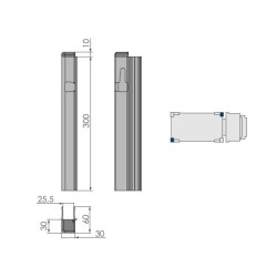 T50 profile 300 mm end piece / left