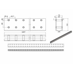 Rod and mounting box / 2497 mm