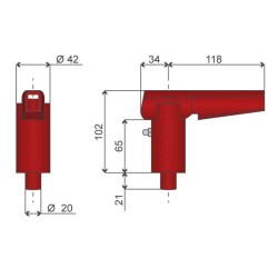 Locking detail for support leg 20 mm