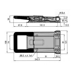 P / L Door lock handle 16 mm