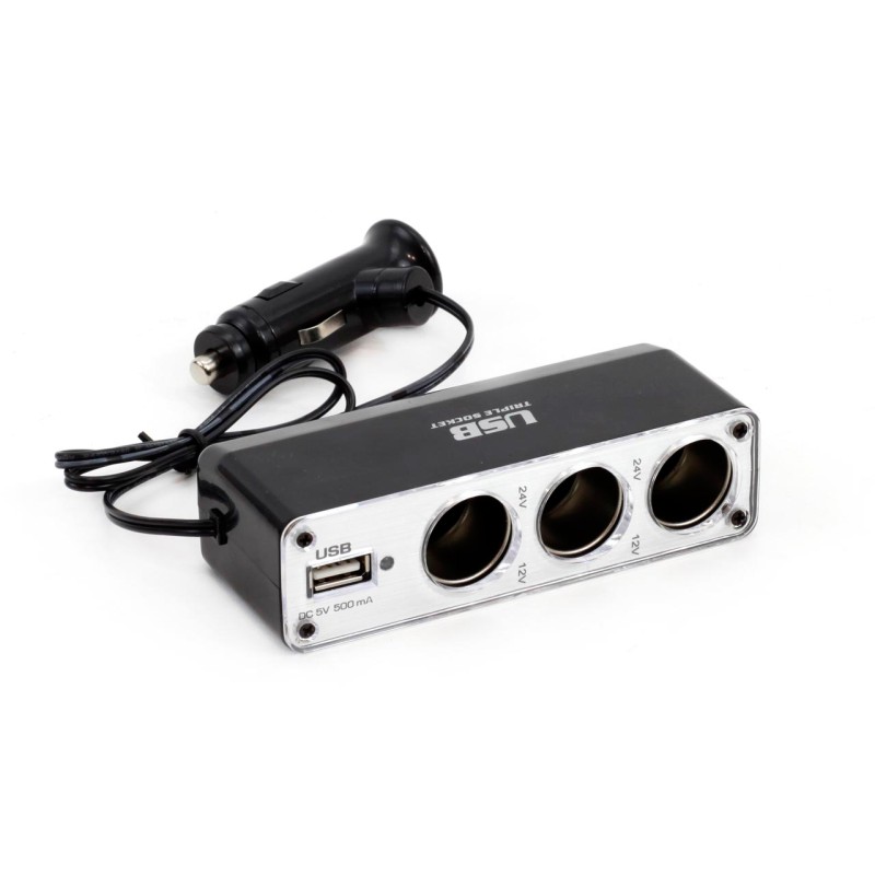 Hargmik12/24V, 3 гнезда прикуривателя+1usb Hargmik12/24V, 3 гнезда прикуривателя+1usb